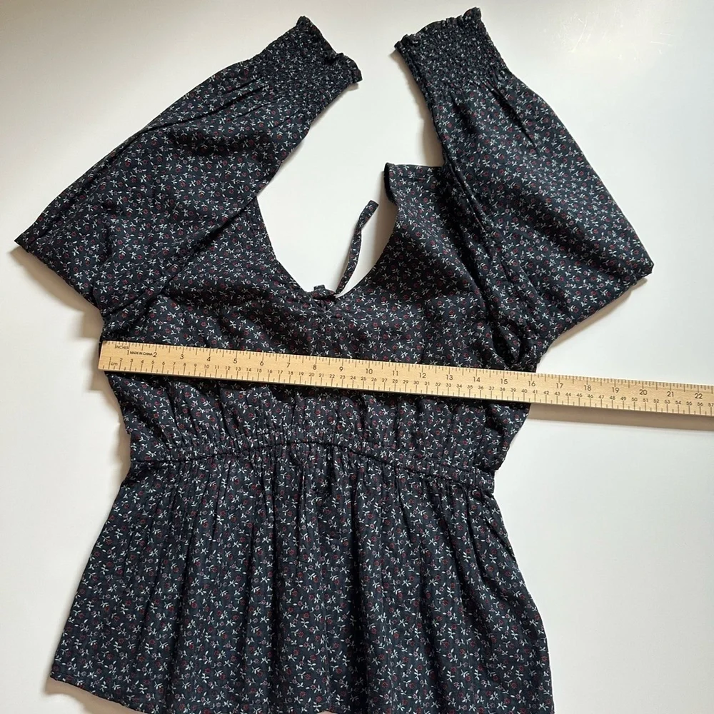 Madewell Black Peplum Long Sleeve Blouse size S - Picture 7 of 15